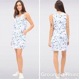 Tango Mango Blue Leave Sleeveless Shift Dress Size M